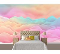 Abstrait Élégant Coloré Nuages Art Papier Peint 3D Installation Facile Intissé Tapisserie Bureau Salon Canapé Chambre Décoration Murale-400cm×280cm