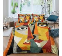Abstrait Face Art Linge de Lit Confortable Hypoallergique 3 pièces Cubist Portrait Style Ensemble De Literie avec 2 x Taies d'oreiller Super Douce for Décoration de Chambre King（220x240cm）