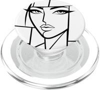 Abstrait Face Line Art Minimaliste Portrait Noir et Blanc PopSockets PopGrip pour MagSafe