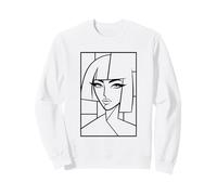 Abstrait Face Line Art Minimaliste Portrait Noir et Blanc Sweatshirt