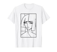 Abstrait Face Line Art Minimaliste Portrait Noir et Blanc T-Shirt