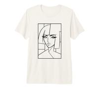 Abstrait Face Line Art Minimaliste Portrait Noir et Blanc T-Shirt Haut de Gamme