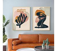 Abstrait femme Silhouette Art toile peinture Boho dessin au trait affiche mur Art impression pour décor de maison moderne au milieu du siècle 50x70cmx2 sans cadre
