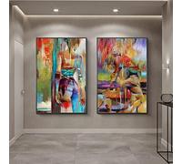 Abstrait Femme Toile Art Affiches Et Gravures Graffiti Art Toile Peintures Mur Art Décor Photos pour Salon 50x75cm(20x30in) x2 Sans Cadre