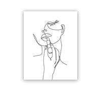 Abstrait femme visage dessin au trait Art imprime maquillage mur Art toile peinture noir et blanc affiche filles chambre décor 60x80 cm sans cadre