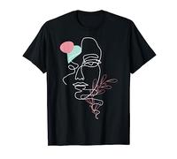 Abstrait Figures Ligne Femmes Visage Fun Dessin T-Shirt
