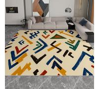 Abstrait Forme géométrique Dessin Main Tapis Salon Lavable, Jaune Chambre Tapis Poil Court Super Doux Anti-dérapant pour Bureau Hôtel Chevet Couloir Sol Coureurs 140 x 200 cm