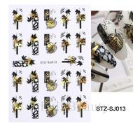 Abstrait G¿¿Om¿¿Trie Autocollants Pour Ongles 3d Laser Or Noir Feuilles Coeur Ligne Adh¿¿Sif Curseurs D¿¿Cor Holographique Decal - Type Stz-Sj013 #B