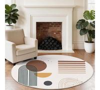 Abstrait Géométrique Arches Tapis Rond Enfant 100 cm, Lavable & Antidérapant, Beige Minimaliste Chic Tapis de Jeux Doux pour Chambre Bébé & Nurserie
