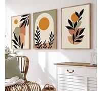 Abstrait Géométrique Orange Feuilles Vert Mur Art Affiches Toile Peinture Imprime Photos Moderne Salon Intérieur Décor 50x70cm-3Pieces Sans Cadre