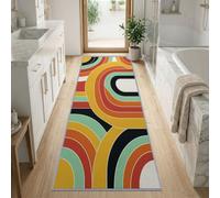 Abstrait Géométrique Tapis de Couloir Antiderapant | Multicolore Arcs Concentriques Blocs de Couleur Tapis Décoratif 60 x 180 cm pour Chambre Cuisine entrée et Maison Buanderie