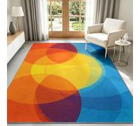 Abstrait Géométrique Tapis Lavable en Machine 100 x 160 cm - Tapis Imprimé Antidérapant Cercles Colorés Superposés Poils Courts pour Salon, Chambre d'enfant, Chambre de Gamer