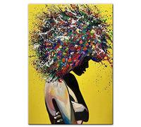 Abstrait graffiti art africain fille mur arts toile peinture affiches d'affiches et d'impressions art street art images images salon décoration (Color : 1, Size : 20x30cm No Frame)