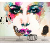 Abstrait Graffiti Art Aquarelle Beauté Papier Peint 3D Installation Facile Intissé Tapisserie Bureau Salon Canapé Chambre Décoration Murale-150cm×105cm