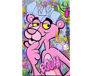 Abstrait Graffiti Mode Panthère Rose Toile Art Affiche Peinture Spray Street Art Décoration Murale Imprimé Photos Pour Salon, 40x50 No Frame