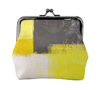Abstrait Gris et Jaune Moderne et Simple,Porte-Monnaie en Cuir PU, Petit Portefeuille, Pochette à Monnaie avec Fermoir Baiser