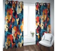 Abstrait Horreur Rideaux occultants Art fantôme coloré Fenêtres Rideaux Thermiques pour Salon Chambre Protection de la Vie privée Décoration de l’intérieur 2 Panneaux (W160xL183cm chacun)