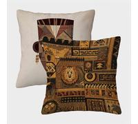 Abstrait Housse Coussin 50x50 Lot de 2, RéTro Taie Oreiller 50x50, Velours Doux Housse de Coussin avec Fermeture Éclair Invisible, Carré Taie d'oreiller pour Extérieur Jardin Salon Décor Maison I-4387