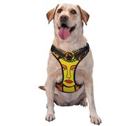 Abstrait Jaune Orange Femme Ligne Art Harnais Réglable Réfléchissant Oxford Easy Control Medium Large Dog Harness