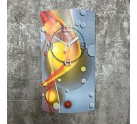 Abstrait jaune orange vertical Horloge murale design moderne horloges murales silencieuses pas de tic-tac dixtime 3D-0049