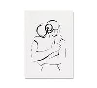 Abstrait ligne affiche minimaliste Art impression Couple étreinte toile peinture noir blanc mur photo for salon décor à la maison (Color : B, Size : 50x70cm No Frame)