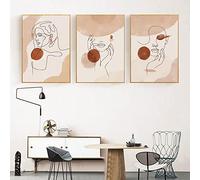 Abstrait Ligne Femme Visage Murale Art Toile tableau Peinture Nordique Géométrie Affiches Et Gravures Boho Murale Tableaux Decoration Decoration À La Maison 50x70cmx3 Sans Cadre