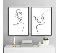 Abstrait Ligne Visage Femme Affiches Et Gravures Minimaliste Murale Art Toile tableau Peinture Nordique Murale Tableaux Pour Salon Decoration À La Maison 40x60cmx2 Sans Cadre