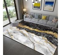 Abstrait Marbre Salon Grand Tapis Créatif Or Paillettes Marble Tapis Noir Gris Bleu Rose Moderne Tapis Chambre Chevet Canapé Table Basse Tapis de Sol Antidérapant (Coloré 1,100x150 cm)