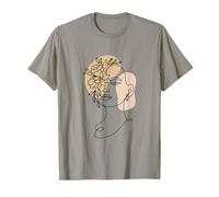 Abstrait minimaliste visage de femme ligne art floral fleur T-Shirt