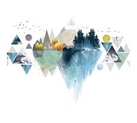 Abstrait Montagne Autocollant Mural géométrie Encre Peinture Autocollant Mural Style Nordique Nature Paysage Amovible Stickers muraux décor à la Maison peintures murales