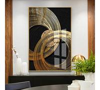 Abstrait Noir Doré Luxe Encadré Affiche Art Plante Toile Peinture Décorative Moderne Mur Photo pour Salon Décor 60x105cm (24x41in) avec Cadre