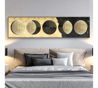 Abstrait or noir lune éclipse toile peinture affiches impressions moderne mur art photos pour salon Cuadros décor à la maison 30x90 cm (12x35in) cadre intérieur