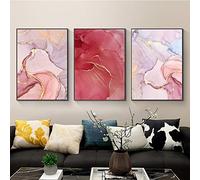 Abstrait Or Rouge Violet Affiche Imprimer Marbre Texture Art Mural Nordic Toile Peinture Image Contemporaine Intérieur Décoration intérieure (70x100cm / 27.5 « x39.4 »)x3 Sans cadre