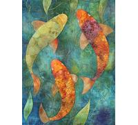Abstrait Peinture Diamant Adulte, Diamond Painting Enfant, 5D Diamant Strass Point de Croix Cristal Kit Broderie, Diamond Painting Poisson rouge pour Adultes Débutants Maison Décor 60x45 cm K-6696