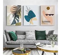 Abstrait Plante Feuille Peinture Image Simple Style Nordique Décoration de La Maison Affiche Peinture Murale Mur Art Impression Sur Toile 70x90cm-3Pcs Sans Cadre