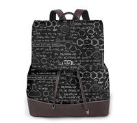 Abstrait Science Chimie Illustration 3D Impression Femmes Sac à Dos Imperméable Antivol Léger PU Mode Cuir Nylon Sac à Bandoulière Sac à Dos Voyage, Noir , Taille unique