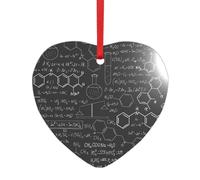 Abstrait Science Chimie Imprimé Cœur Rond Acrylique Accessoires de Fête Ornement pour Noël Multi Scène Décorations Cadeaux