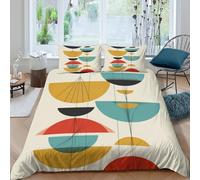 Abstrait shapes Housse de Couette Confortable Microfibre Hypoallergique 3 pièces Mid moderne century Ensemble De Literie avec Fermeture Éclair Résistante for les Enfants Super king（260x220cm）