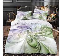 Abstrait Swirl Linge de Lit Microfibre Hypoallergique 3D Imprimée 3 Pièces Éclair Douce Moderne Fractal Housse de Couette Super Douce Entretien Facile for Garçons Adolescents Double（200x200cm）