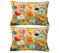 Abstrait Taie Oreiller 30x50 Lot de 2 Coussin Canape, Oreiller Rectangulaire avec Fermeture Eclair Cachée, 2026 New Velours Housse de Coussin, Décor Salon Chambre Canapé (Parterre De Fleurs) O-297Y