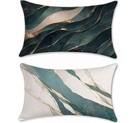 Abstrait Taie Oreiller 50x80 Lot de 2 Coussin Canape Vert Housse de Coussin Lin Coussins Canapé Rectangulaire Coussins, Taie d'oreiller Exterieures Imperméable Housse Oreiller, Decoration Maison s-93