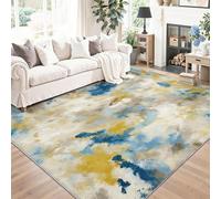 Abstrait Tapis de Salon Lavable 60 x 90 cm, Faible Poil Antidérapant Adapté à l'aspirateur avec Motif Texture Vieillie Tapis Chambre pour Commercial de Bureau, Gris