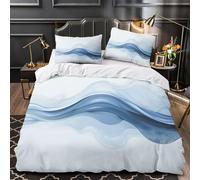 Abstrait Vague Housse de Couette Microfibre Hypoallergique 3D Effet 3 Pièces 2 Taies Ultra Douce Moderne Minimaliste Linge de Lit Confortable Résistante for Adulte Enfants Filles Single（135x200cm）