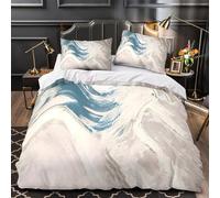 Abstrait Vague Parure de Lit 3D Effet Microfibre Résistante 3 Pièces Taie Super Douce Moderne Fluid Housse de Couette Hypoallergique Entretien Facile for Enfants Garçons Filles Single（135x200cm）