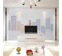 Abstrait Ville Architecture Oiseaux Lever Du Soleil Papier Peint 3d Moderne Soie Texturée Haut De Gamme IdéAl Pour Le Salon Et La Chambre à Coucher-200cm×140cm