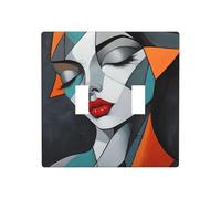 Abstrait Visage de Femme Géométrique Double Gang Toggle Plaque Murale Interrupteur Décor Taille Standard - 11,4 x 11,4 cm