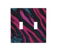 Abstrait Zèbre Rayures Noir Rose Double Gang Bascule Plaque Murale Interrupteur Décor Taille Standard - 11,4 x 11,4 cm
