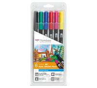 [ABT-6P-1] TOMBOW Feutre Dessin Double Pointe ABT Set de 6 couleurs primaires