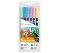 [ABT-6P-2] TOMBOW Feutre Dessin Double Pointe ABT Set de 6 couleurs pastels