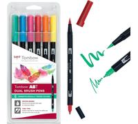 Abt-6p-3 Lot De 6 Feutres Pinceau À 2 Pointes, Couleurs Testées Dermatologiquement